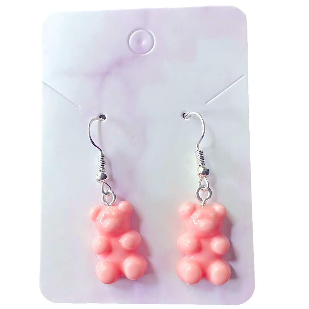 Pink Bear Drop Earrings